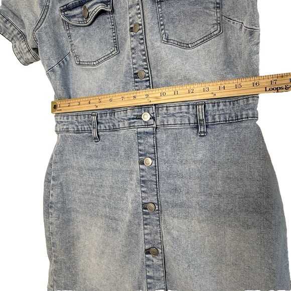 Celebrity Pink Denim Overalls Skirtall Dress Light Wash Juniors Plus women XL - Picture 6 of 14